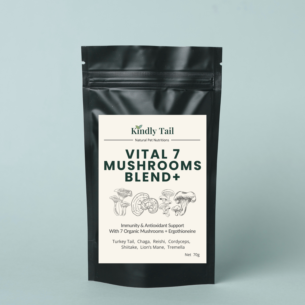 Kindly Tail Vital 7 Organic Mushroom Blend for Dogs & Cats
