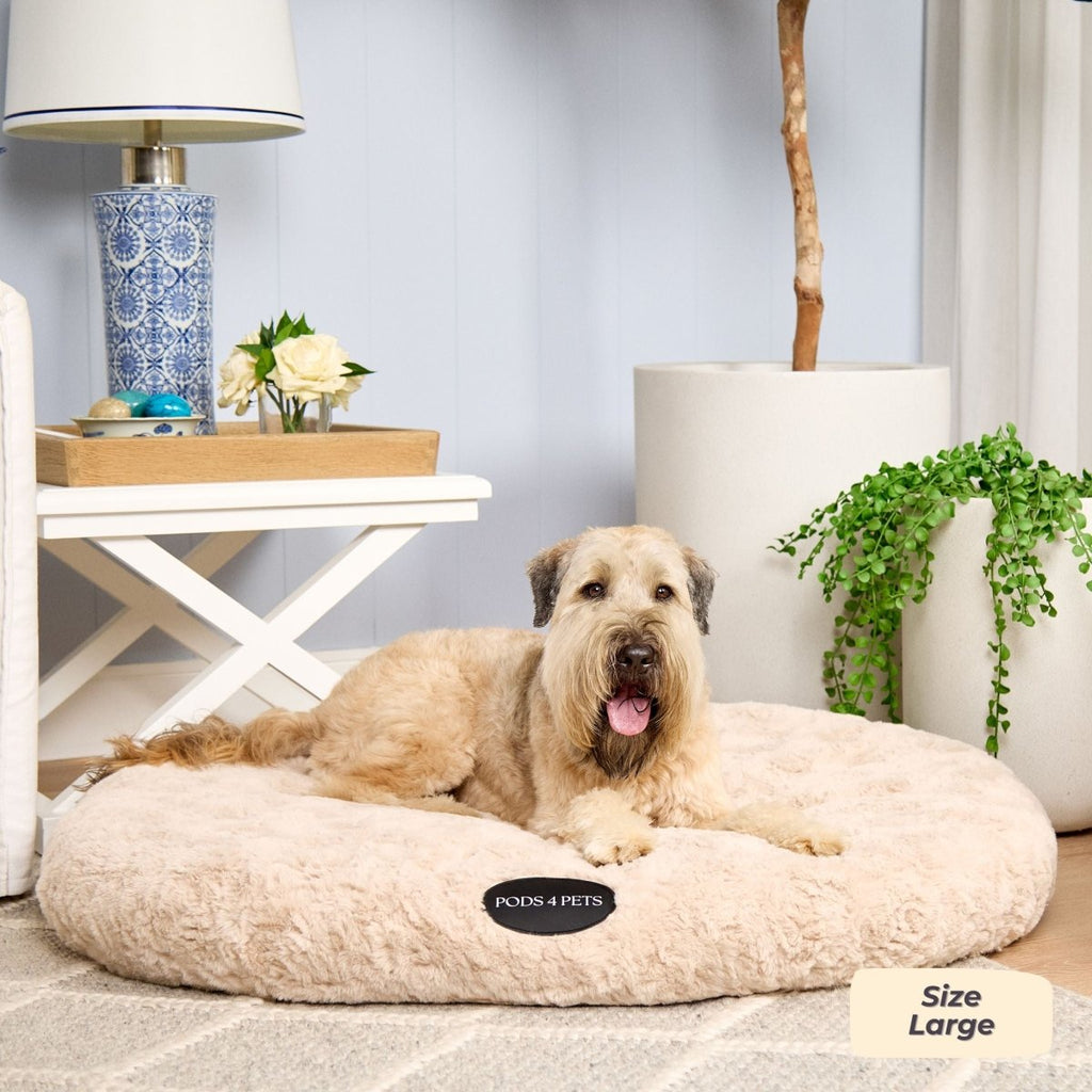 Faux Fur Machine Washable Dog Bed – Sand