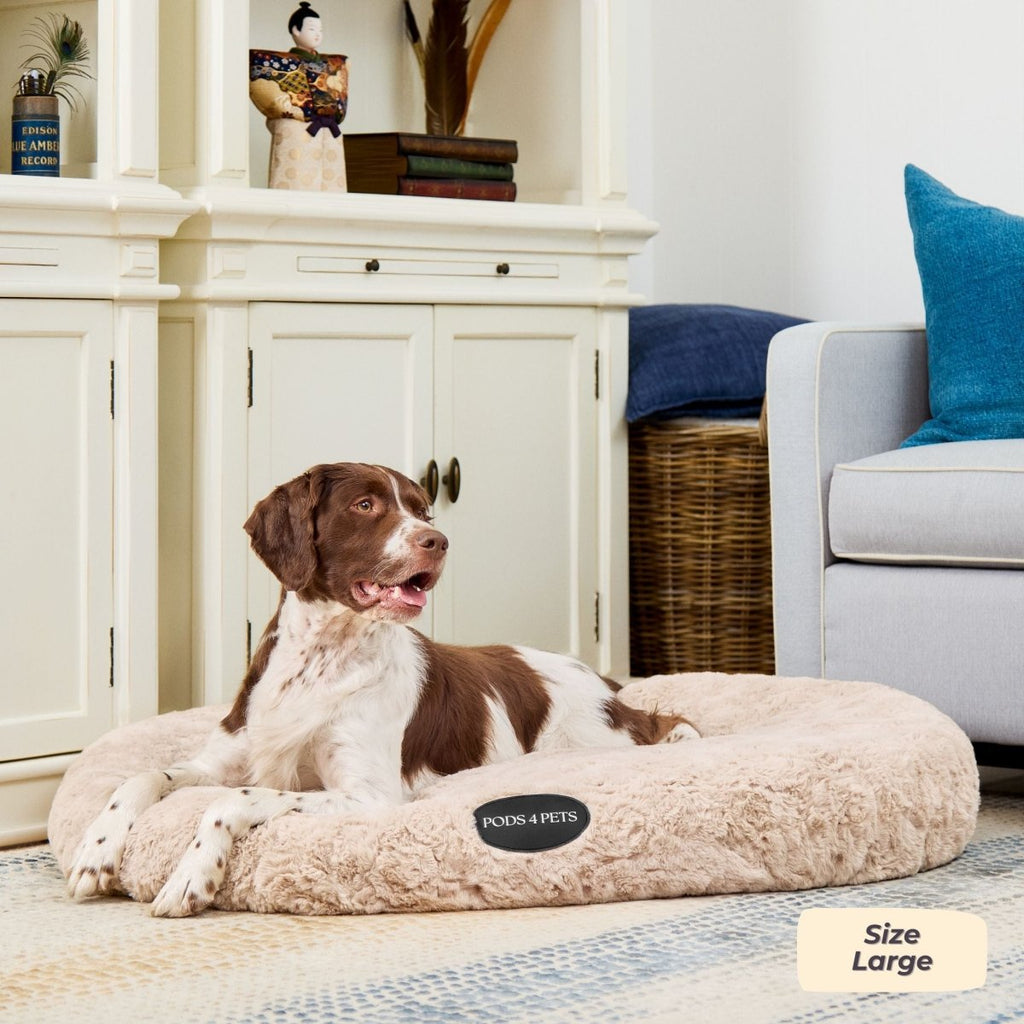 Faux Fur Machine Washable Dog Bed – Sand