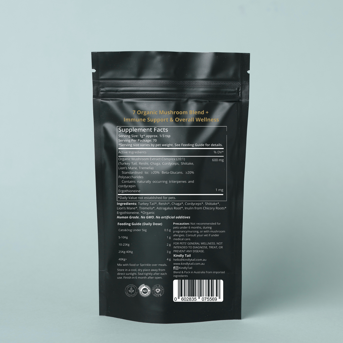 Kindly Tail Vital 7 Organic Mushroom Blend for Dogs & Cats