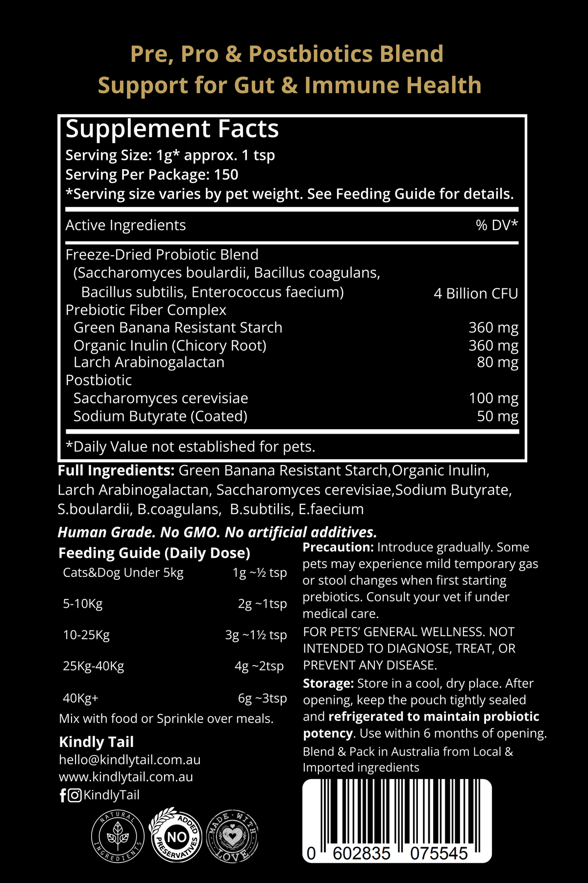 Kindly Tail Synbiotic 3.0 Gut Support for Dogs & Cats