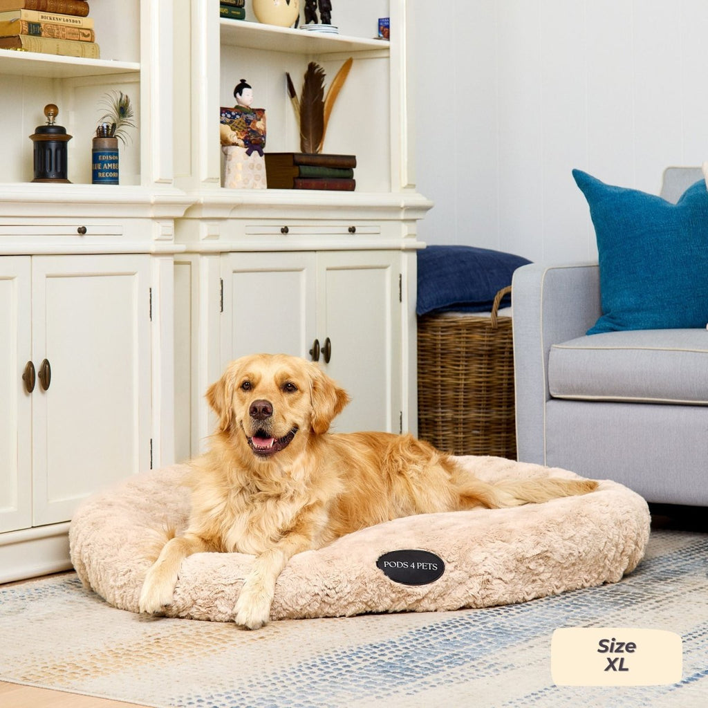 Faux Fur Machine Washable Dog Bed – Sand