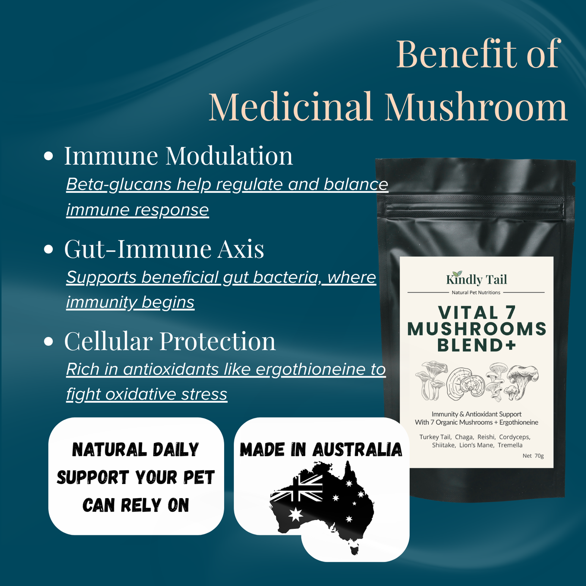 Kindly Tail Vital 7 Organic Mushroom Blend for Dogs & Cats
